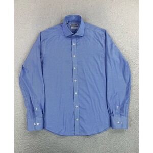 Twillory Dress Shirt Mens 16 34/35 Blue Houndstooth Tailored Fit Non Iron LS